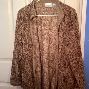 Women’s Stan Herman Brown & Tan Speckled Zippered Fleece Jacket Size XXL